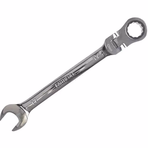 Faithfull Flex Head Ratchet Combination Spanner, 18mm, Chrome Vanadium, Silver