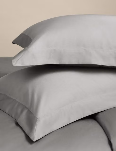 M&S 2 Pack Egyptian Cotton 400 Thread Count Mako Satin Oxford Pillowcases in Grey