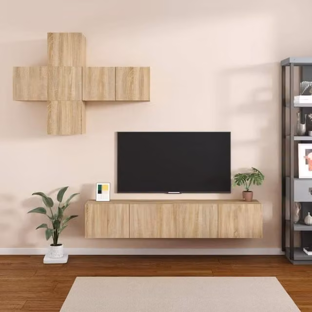 Berkfield Home 7 Piece Sonoma Oak TV Cabinet Set in Brown – 1