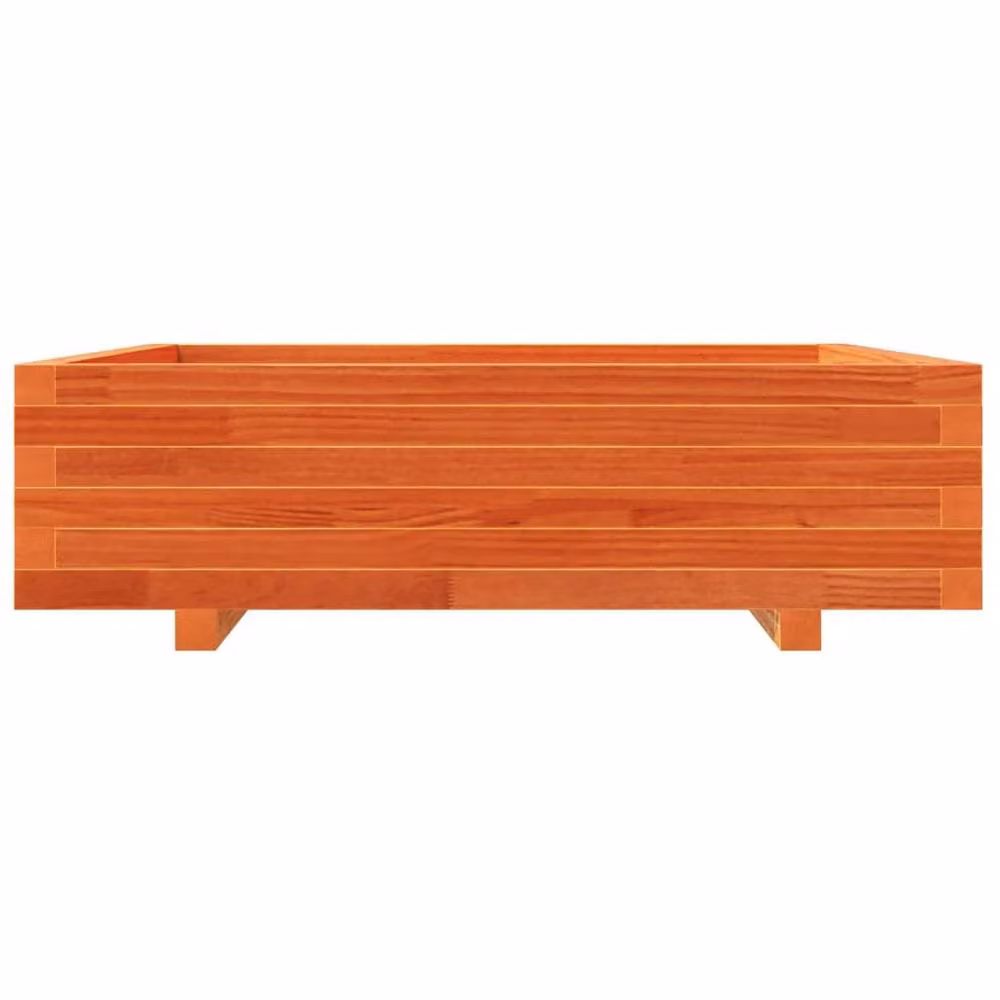 Berkfield Home Garden Brown Solid Wood Pine Planter Tub W: 90 cm, D: 90 cm, H: 26.5 cm – 2