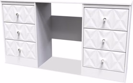 Welcome San Jose Double Pedestal Dressing Table in White Glossy MDF