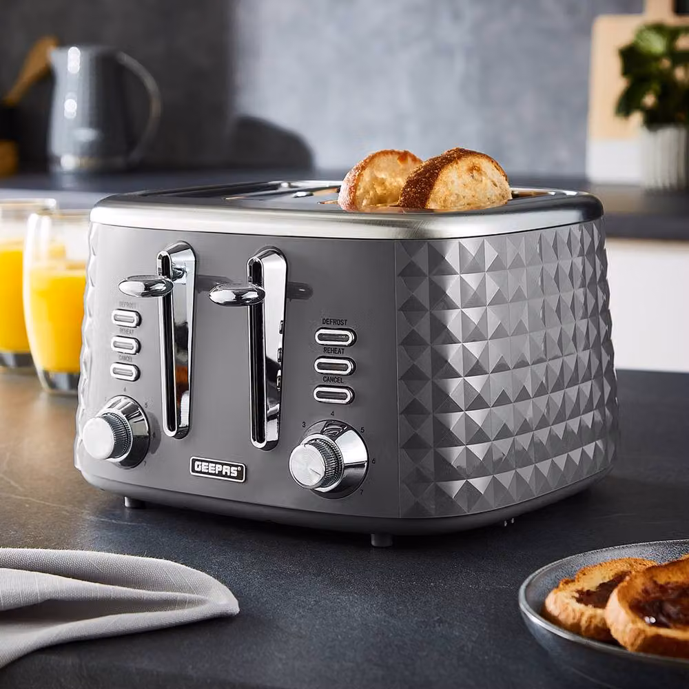 Geepas Argyle 4 Slice Toaster 1750W with 7 Browning Levels in Grey – 2