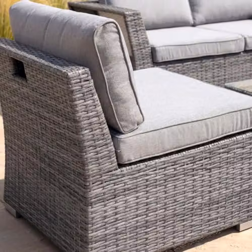 CHARLES BENTLEY St Tropez 6 Seater Rattan Lounge Set in Grey with Removable Cushions, W/D/H: 157 x 75 x 65 cm – 2