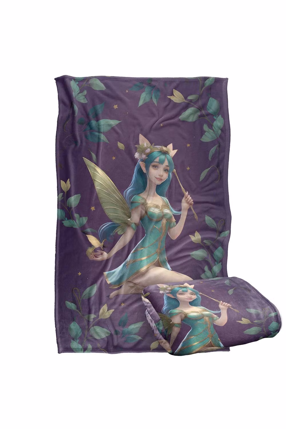 JQ Licensing James Piazza Fairy Blue Hair Silky Touch Super Soft Fleece Throw Blanket, W/D/H: 91 x 147 cm, Blue and Multicolour – 6