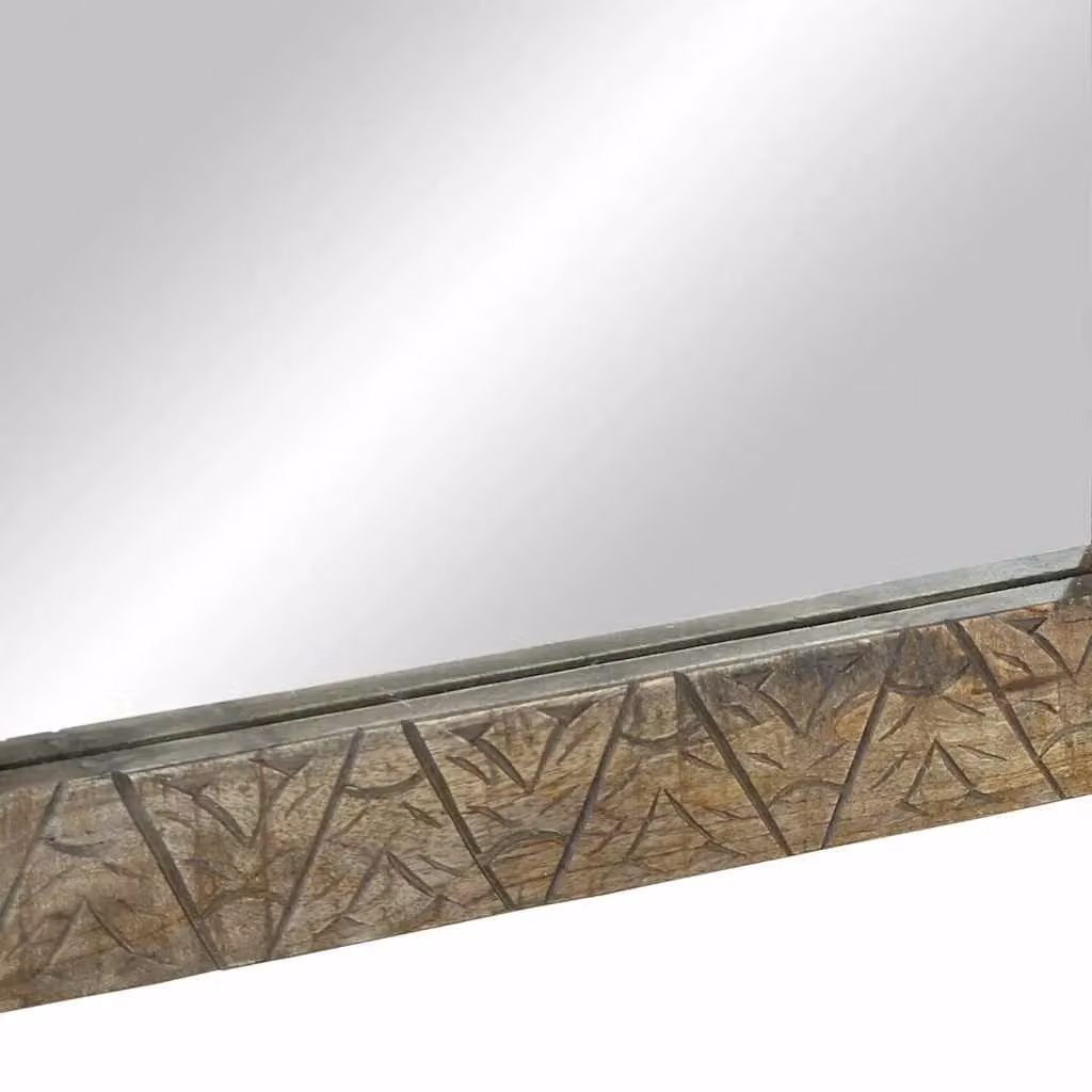 Berkfield Home Rectangular Bathroom Wall Mirror in Brown Solid Mango Wood, W: 50 cm, D: 2.5 cm, H: 70 cm – 5