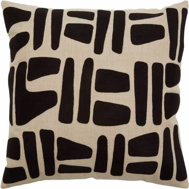 Orsina Bosie Ozella Square Cotton Cushion in Black and Beige – 1