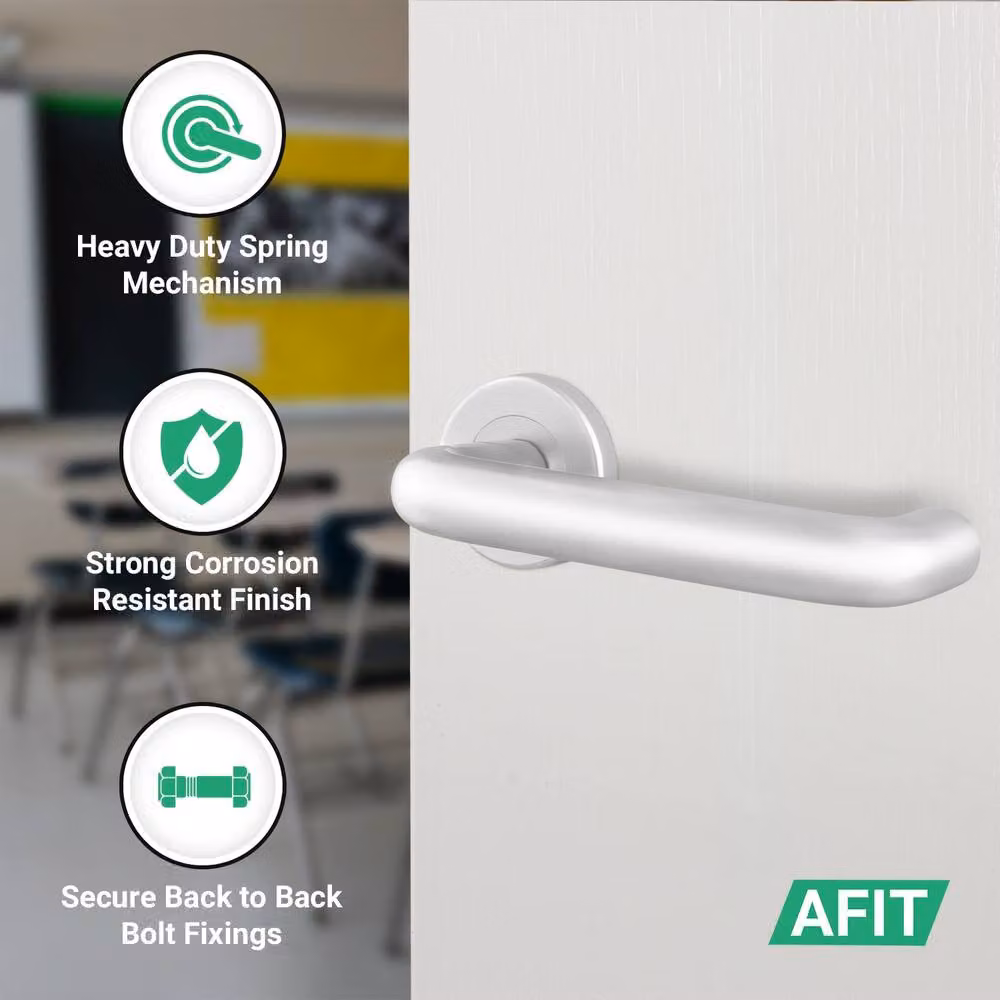 AFIT Satin Brushed Silver Aluminium Return to Door Handles with 64mm Latch, W/D/H: 15 x 15 x 1.5 cm – 2