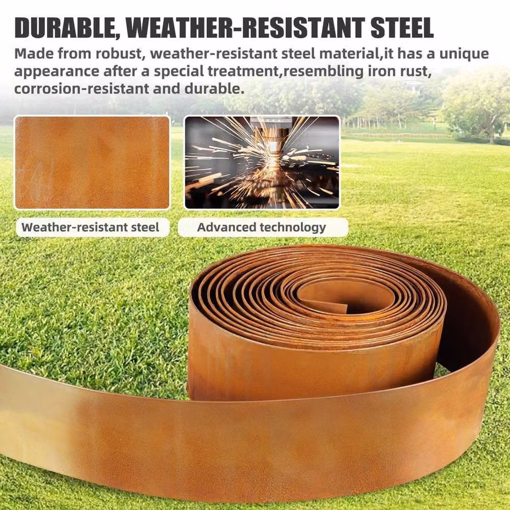 NESTLUNE Brown Corten Steel Metal Garden Edging Border – 4