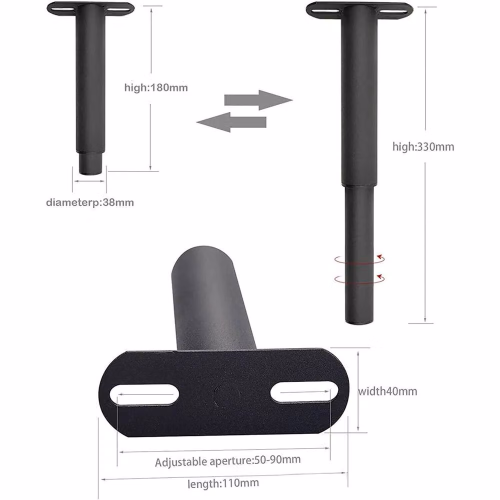 Nordara Heavy Duty Adjustable Bed Centre Frame Support Legs in Black Metal – 2