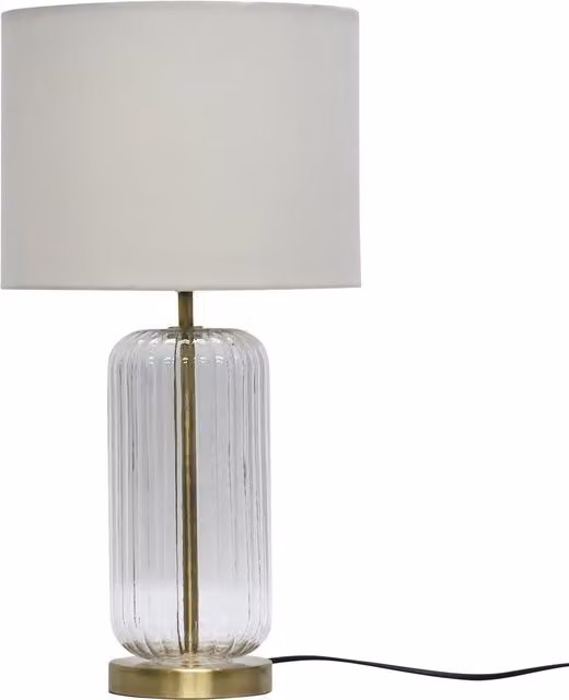 First Choice Lighting Walpole Fluted Glass Table Lamp in Bronze and Gold with White Fabric Shade, Height: 49 cm – 1