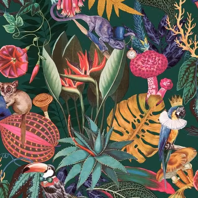Holden Decor Wonderland Tropical Green Botanical Floral Wallpaper Roll – 1