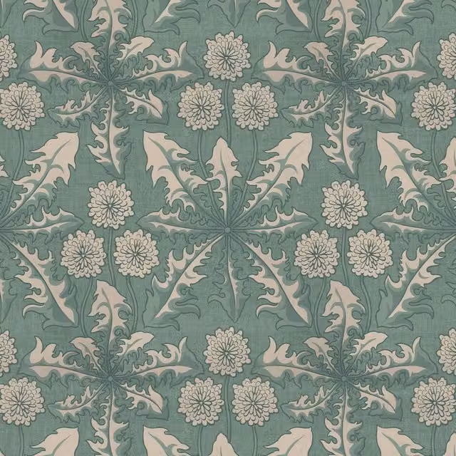 House of Hackney Taraxa Euphorbia Wallpaper Sample in Green Botanical Art Nouveau Floral Design