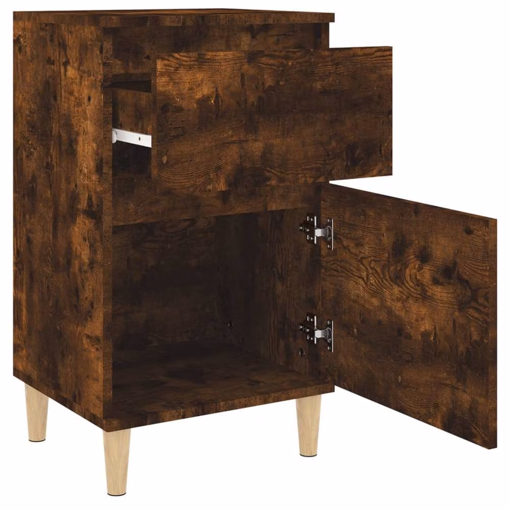 Berkfield Home Set of 2 Smoked Oak Bedside Cabinets in Brown, W/D/H: 40 x 35 x 70 cm – 5