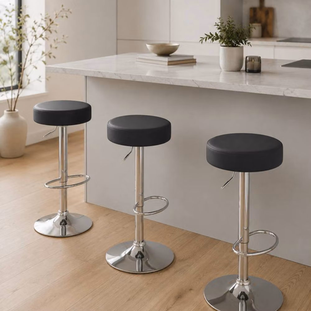 netfurniture Michelle Bar Adjustable Stool in Black with Synthetic Leather and Metal Frame – 2
