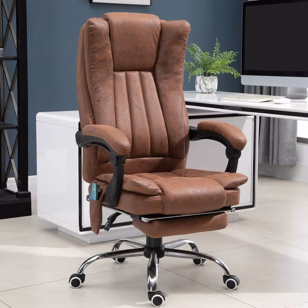 NESTLUNE Brown Executive High Back Office Chair with Vibration Massage and Heat – 3