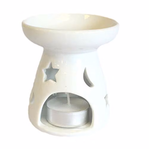 KDMD Classic White Ceramic Moon & Star Tealight Oil Burner