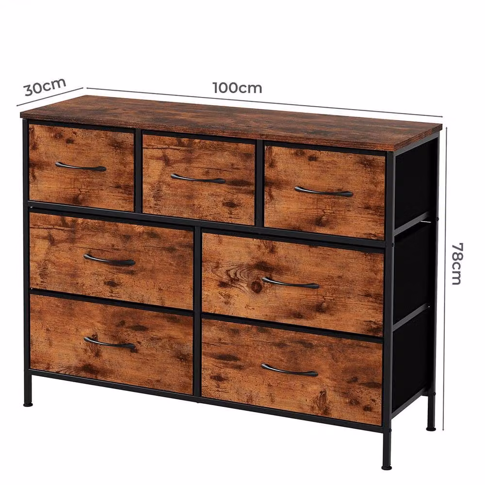 Levede 7 Drawer Fabric Chest of Drawers Storage Organiser in Brown – 5