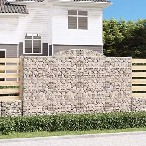 vidaXL Arched Gabion Basket in Silver Galvanised Steel, W: 300 cm, D: 50 cm, H: 180/200 cm – 2