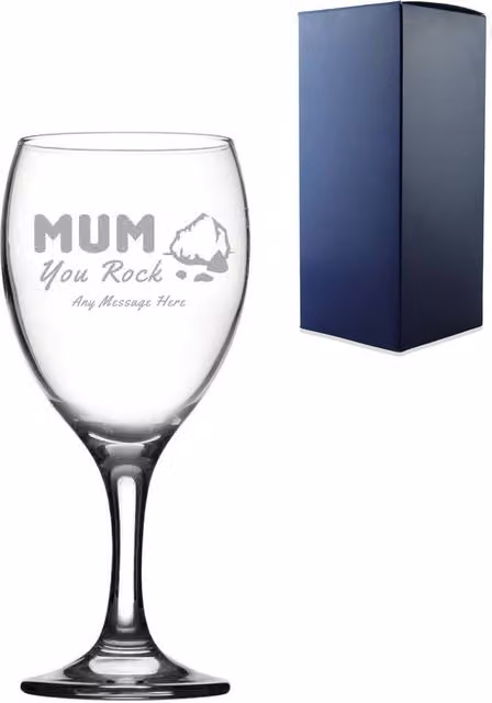 Uniqueful Personalised Engraved Mum You Rock Wine Glass, 355 ml, Clear