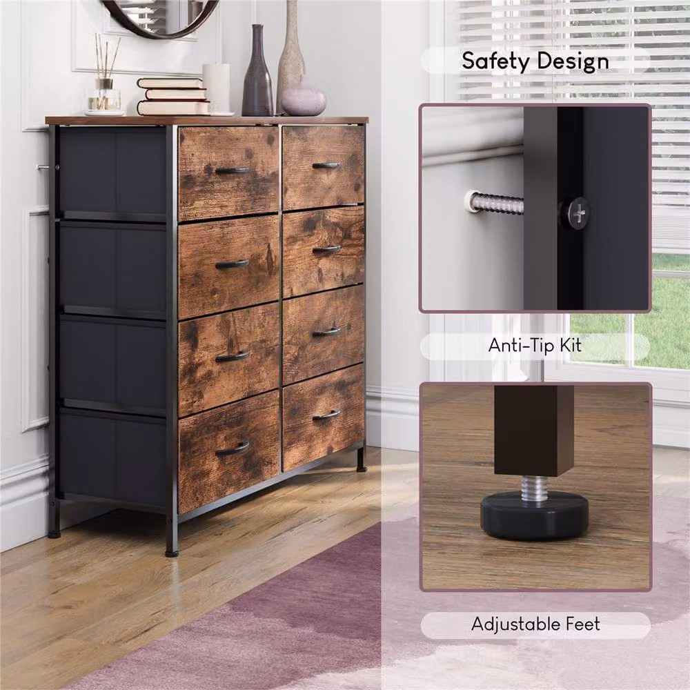 NESTLUNE 8 Drawer Modern Fabric Chest of Drawers in Brown, W: 100 cm, D: 15 cm, H: 15 cm – 4