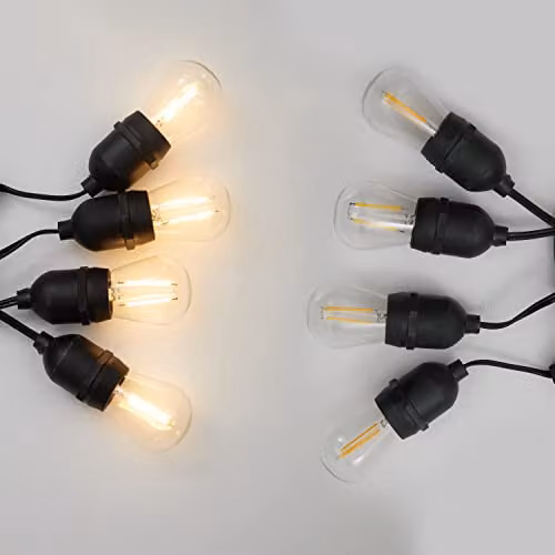 4lite Black Festoon Outdoor String Lighting with 20m Length, 20 Globe Bulb Holders and Warm White Bulbs Included, IP44 Rated – 2