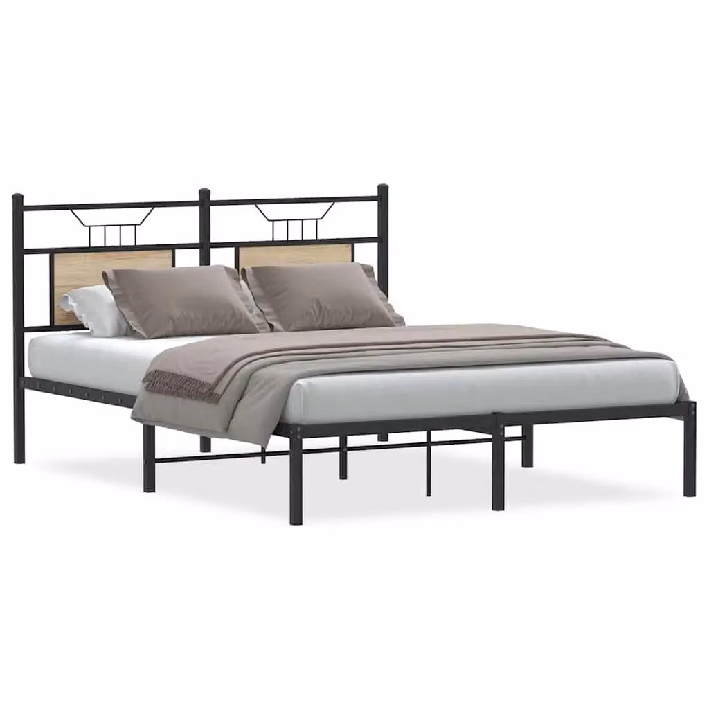 Berkfield Home Sonoma Oak Bed Frame in Brown, W/D/H: 140 x 200 cm – 2