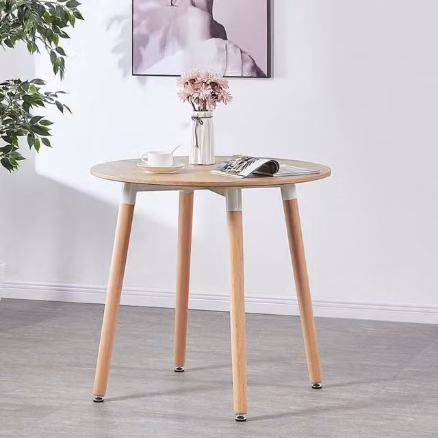 Life Interiors Lorenzo Round Oak Wooden Dining Table in Brown