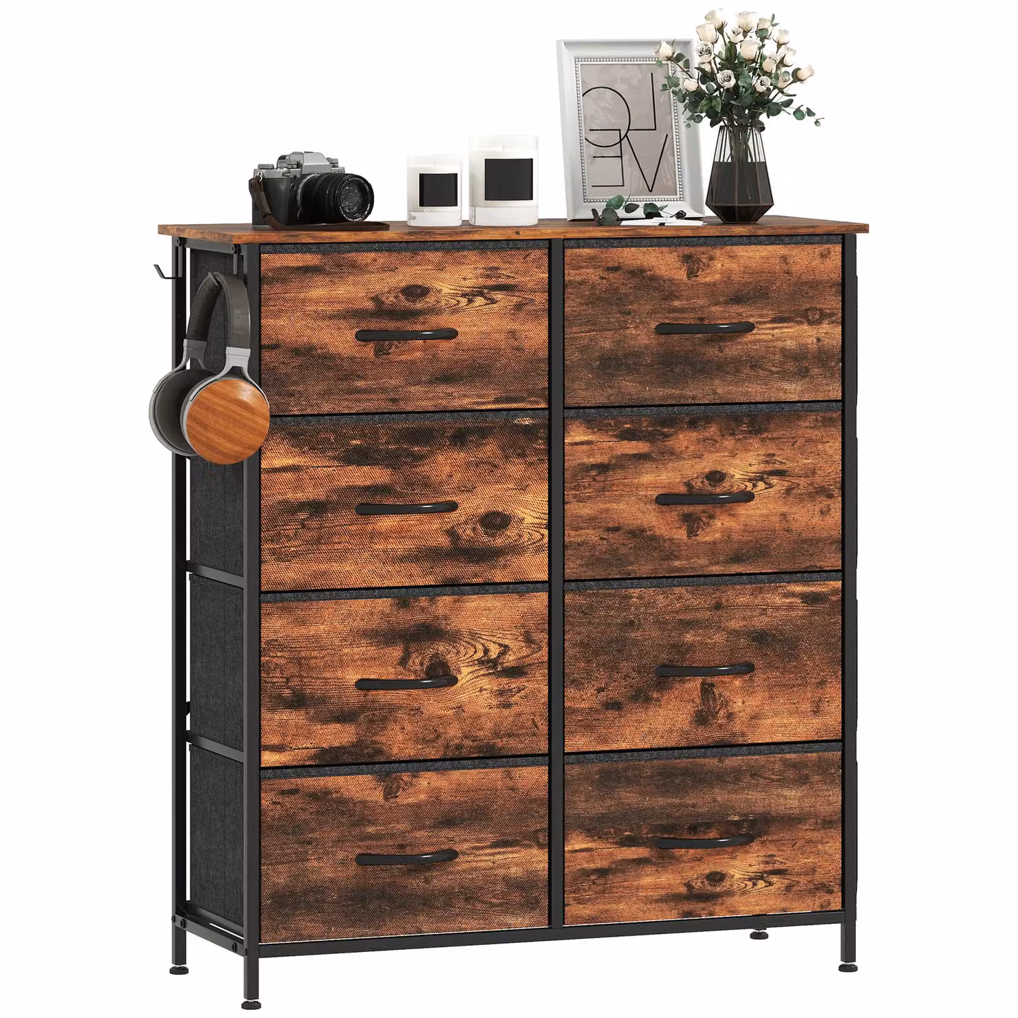 HOMCOM Brown Fabric Chest of Drawers with Metal Frame for your Bedroom – 2