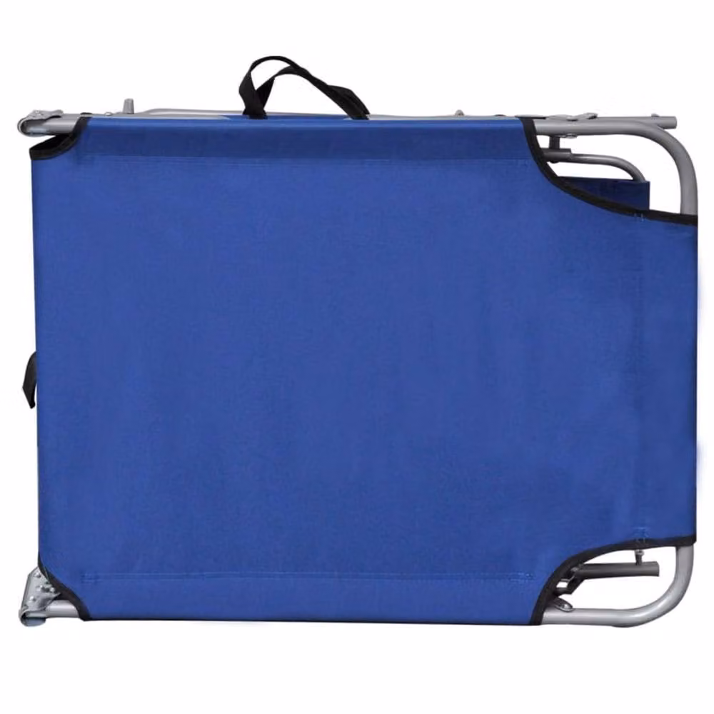 Berkfield Home Adjustable Folding Sun Lounger with Canopy in Blue Steel and UV-Resistant Polyester – 5