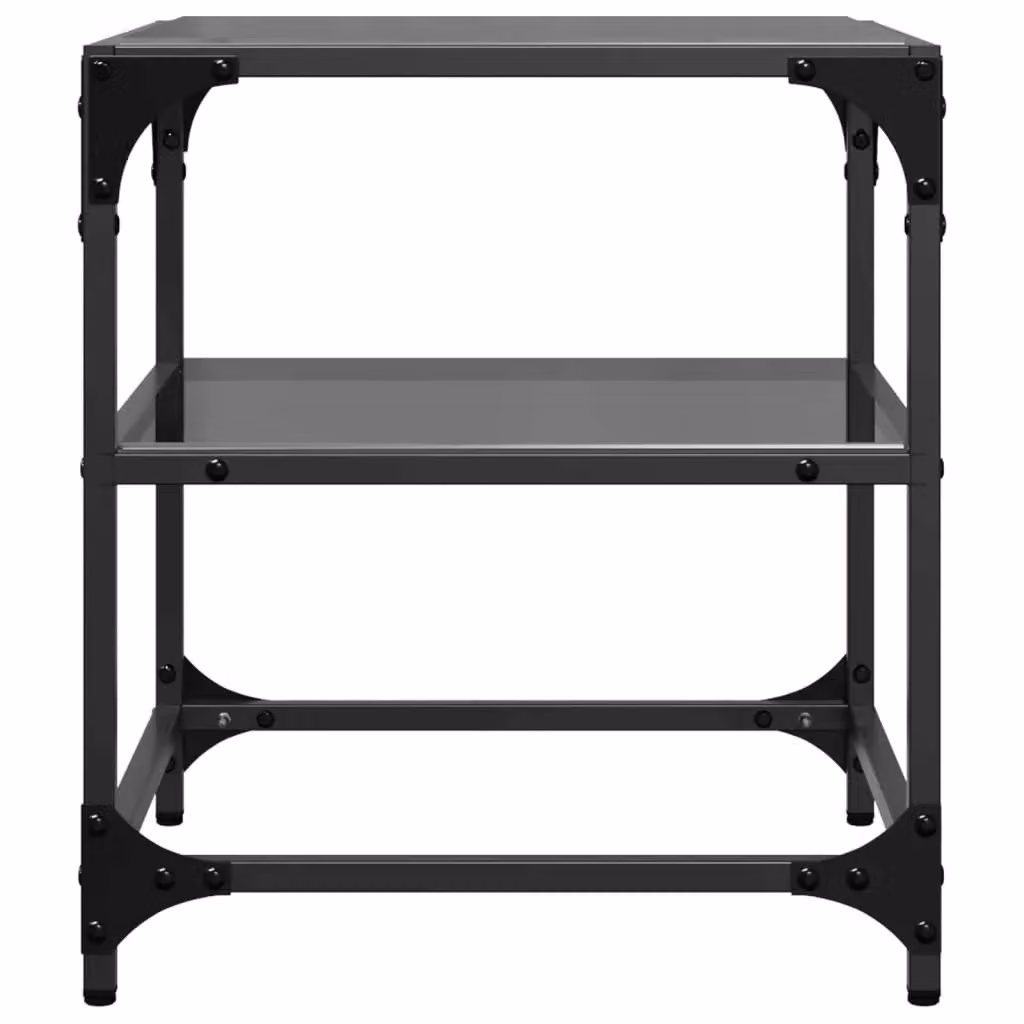 Berkfield Home Set of 2 Black Glass Top Coffee Tables with Steel Frame, W/D/H: 40 x 40 x 45 cm – 5