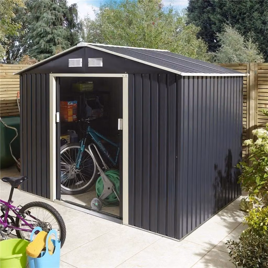 Cheshire Double Door Metal Apex Shed in Dark Grey – 3