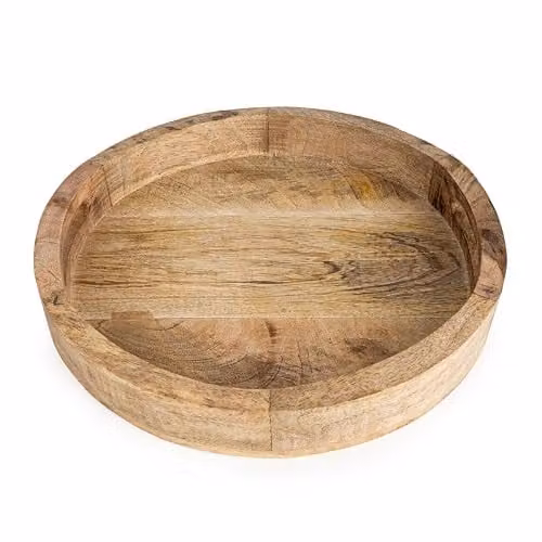 Madison & Mayfair Round Solid Mango Wood Tray in Brown