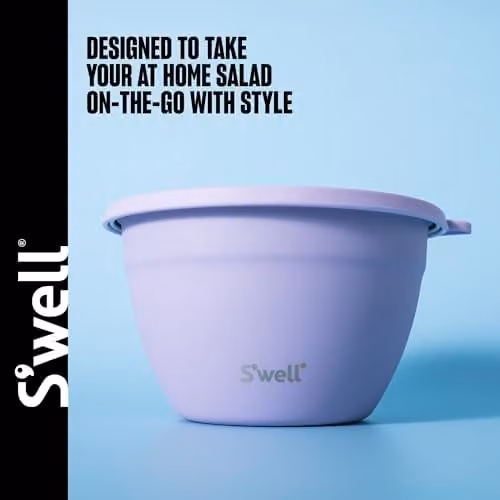 S'well Stainless Steel Salad Bowl Kit in Purple and Pink, 1.9 l, Leakproof and Dishwasher Safe – 2