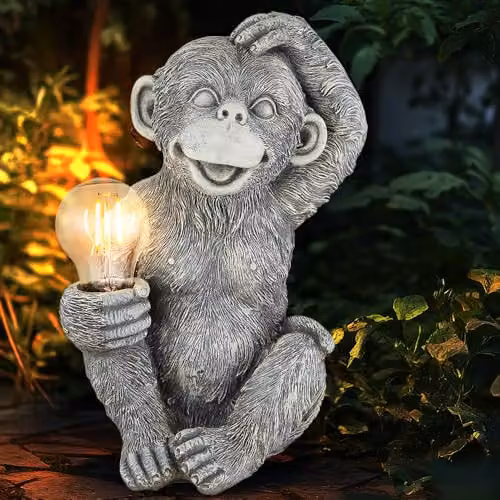 Globo Lighting Monkey Solar Garden Decoration LED Warm White Grey W/D/H: 20 x 15.5 x 27.5 cm – 2
