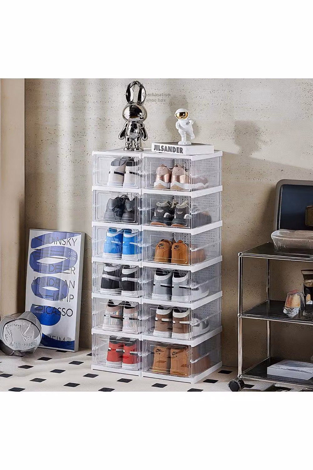 H&O Direct 6-Tier Transparent Foldable Shoe Storage Rack in Clear – 3