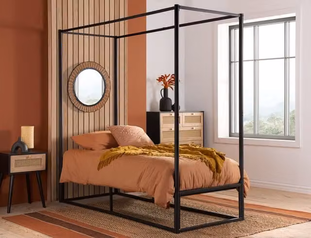 Birlea Farringdon Single Metal 4 Poster Bed in Black