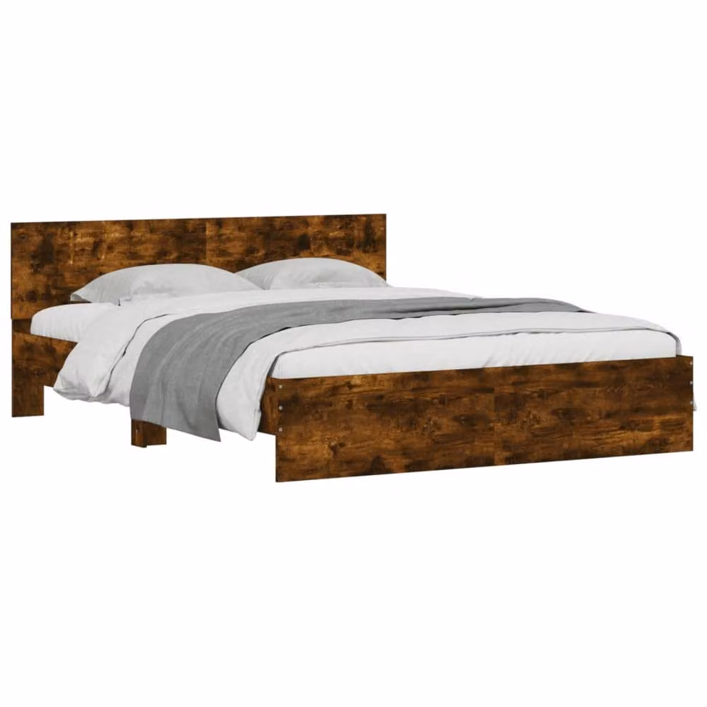 Berkfield Home Smoked Oak Bed Frame in Brown, W/D/H: 140 x 200 cm – 3