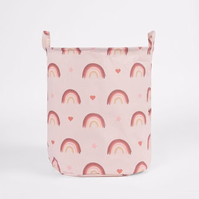 OHS Pink Fabric Kids Laundry Basket with Handles