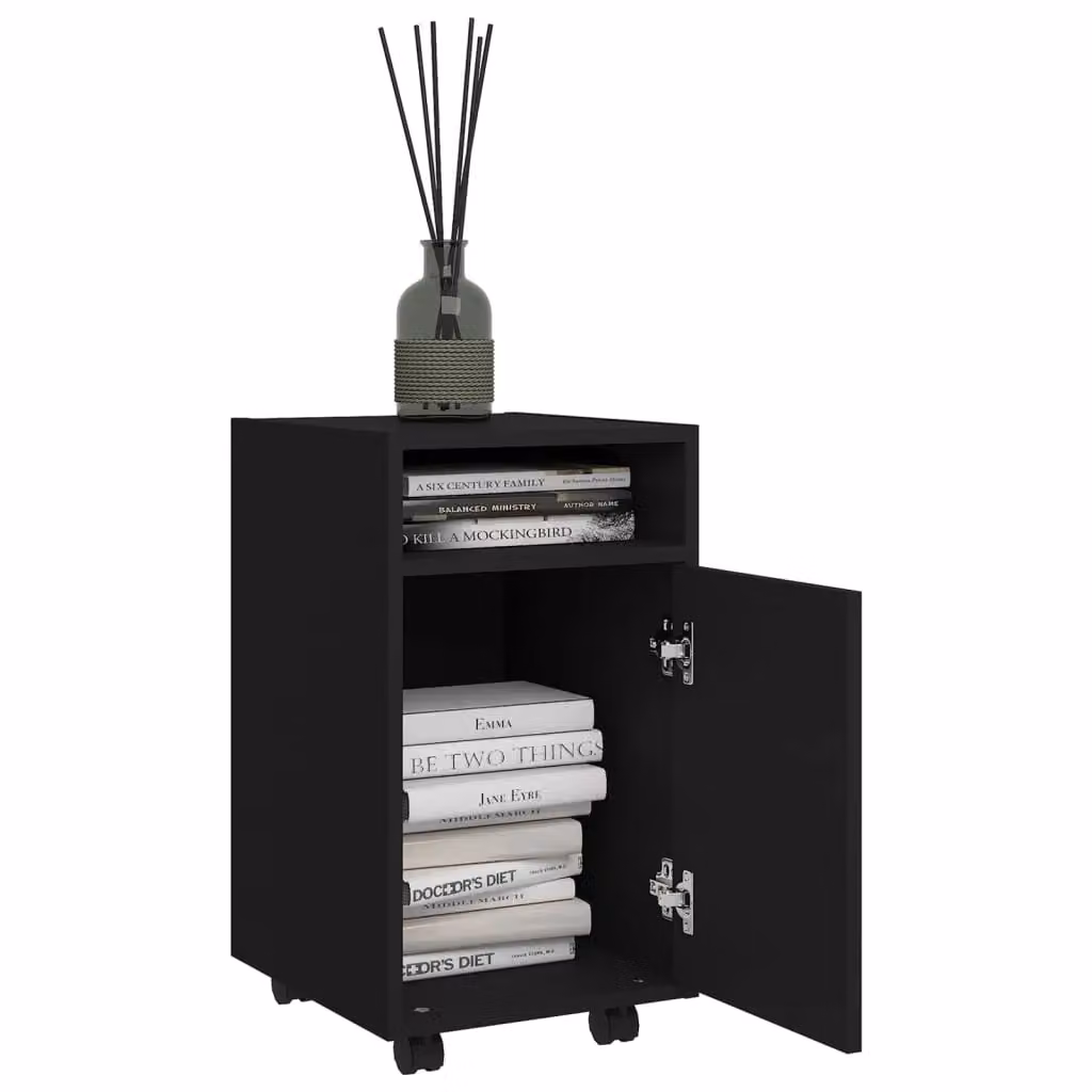 Berkfield Home Side Cabinet with Wheels in Black, W/D/H: 33 x 38 x 60 cm – 3