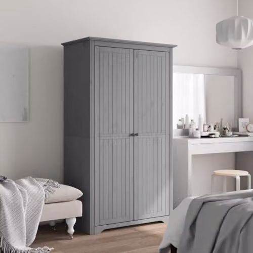vidaXL BODO Wardrobe in Grey Solid Pine Wood with Hinged Doors, W/D/H: 101 x 52 x 176.5 cm – 2
