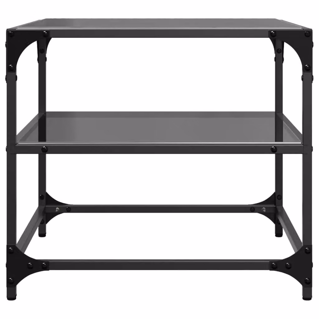 Berkfield Home Set of 2 Black Glass Top Coffee Tables with Steel Frame, W/D/H: 50 x 50 x 45 cm – 4