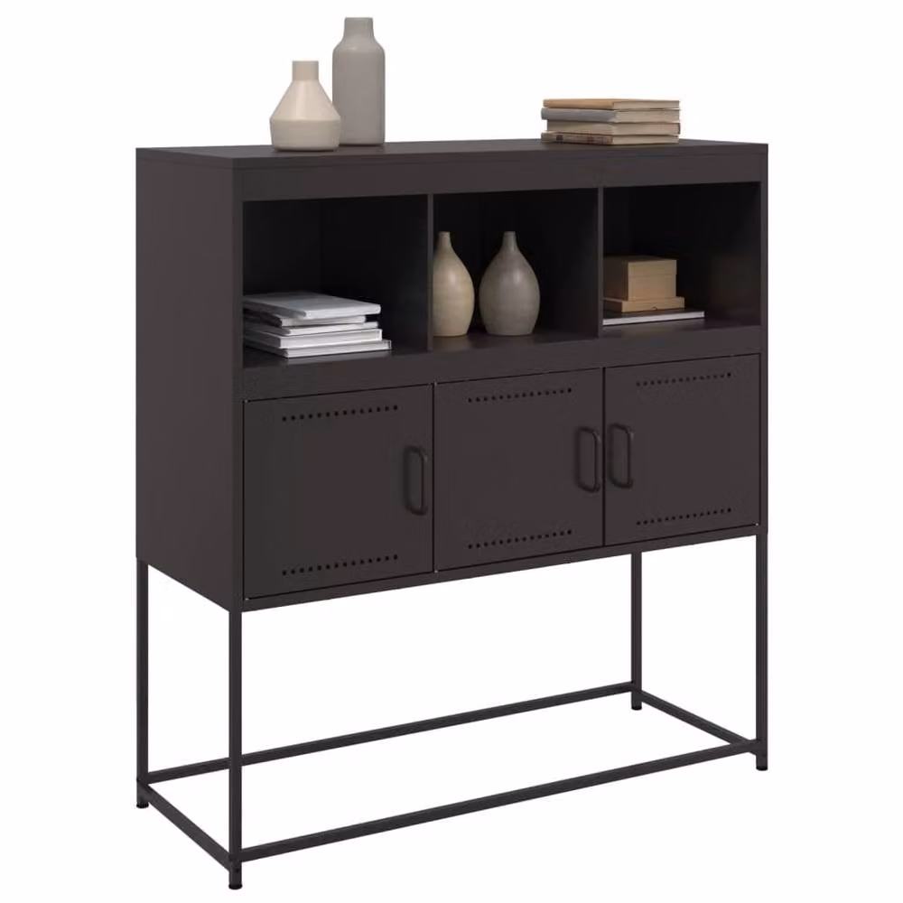 Berkfield Home Black Metal Sideboard W/D/H: 100.5 x 39 x 107 cm – 3
