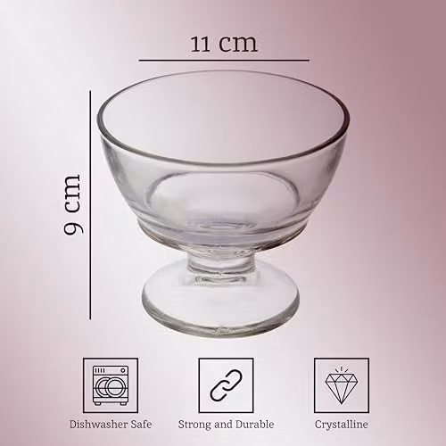 Orsina Set of Four Round Sundae Dishes in Transparent Glass, W: 11 cm, D: 11 cm, H: 9 cm – 2