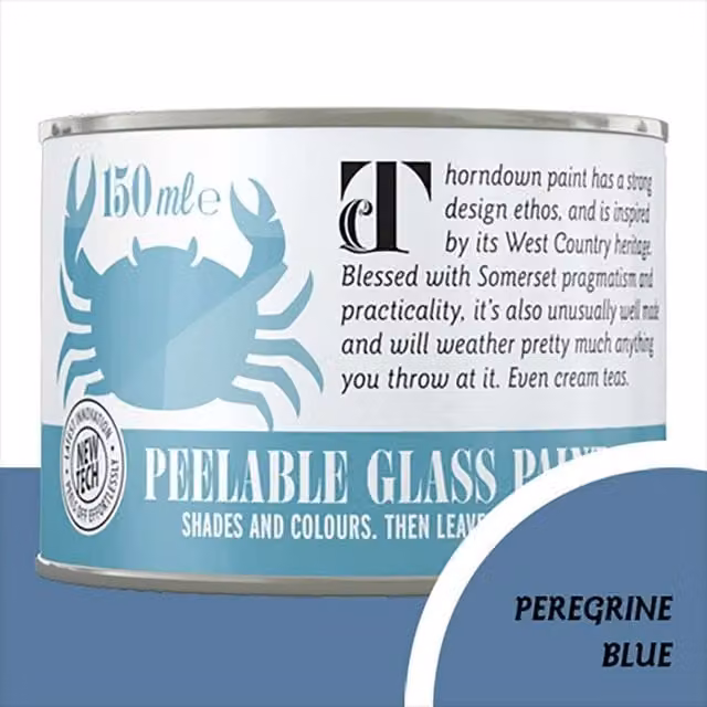 Thorndown Peregrine Blue Peelable Glass Paint in Satin Matt Blue and Purple, Water Based, 7.5 cm