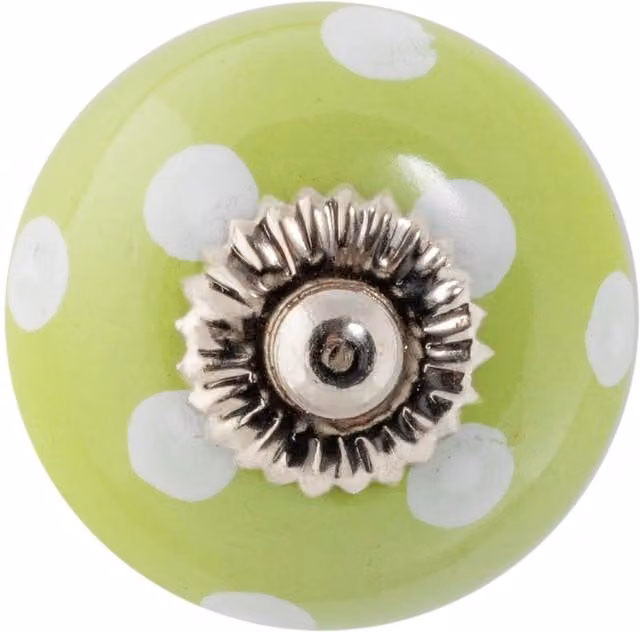 Nicola Spring Ceramic Cabinet Knob in Green and White
