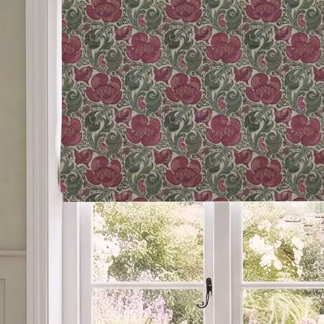 HOUSE Llewelyn-Bowen Down The Dilly Printed Velvet Made To Measure Roman Blind in Damson