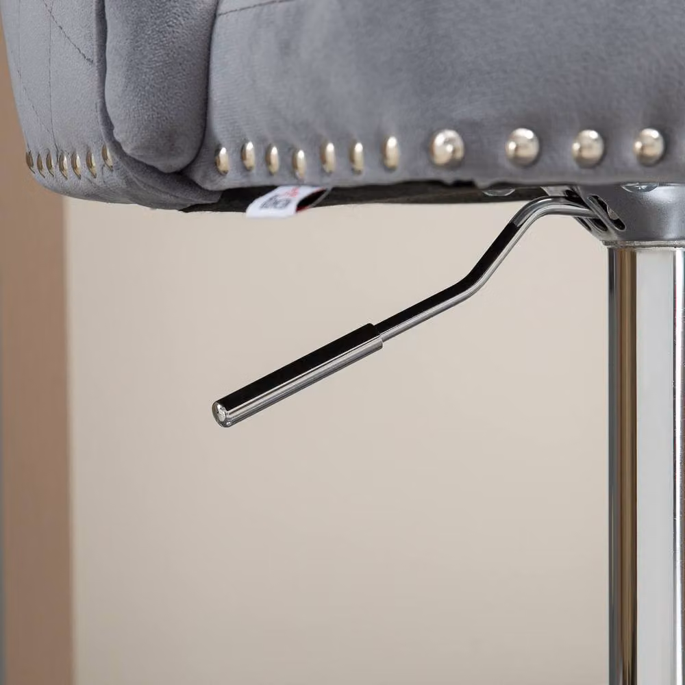 ERGOVEXA Set of 2 Glam Tufted Velvet Swivel Bar Stools in Grey – 4