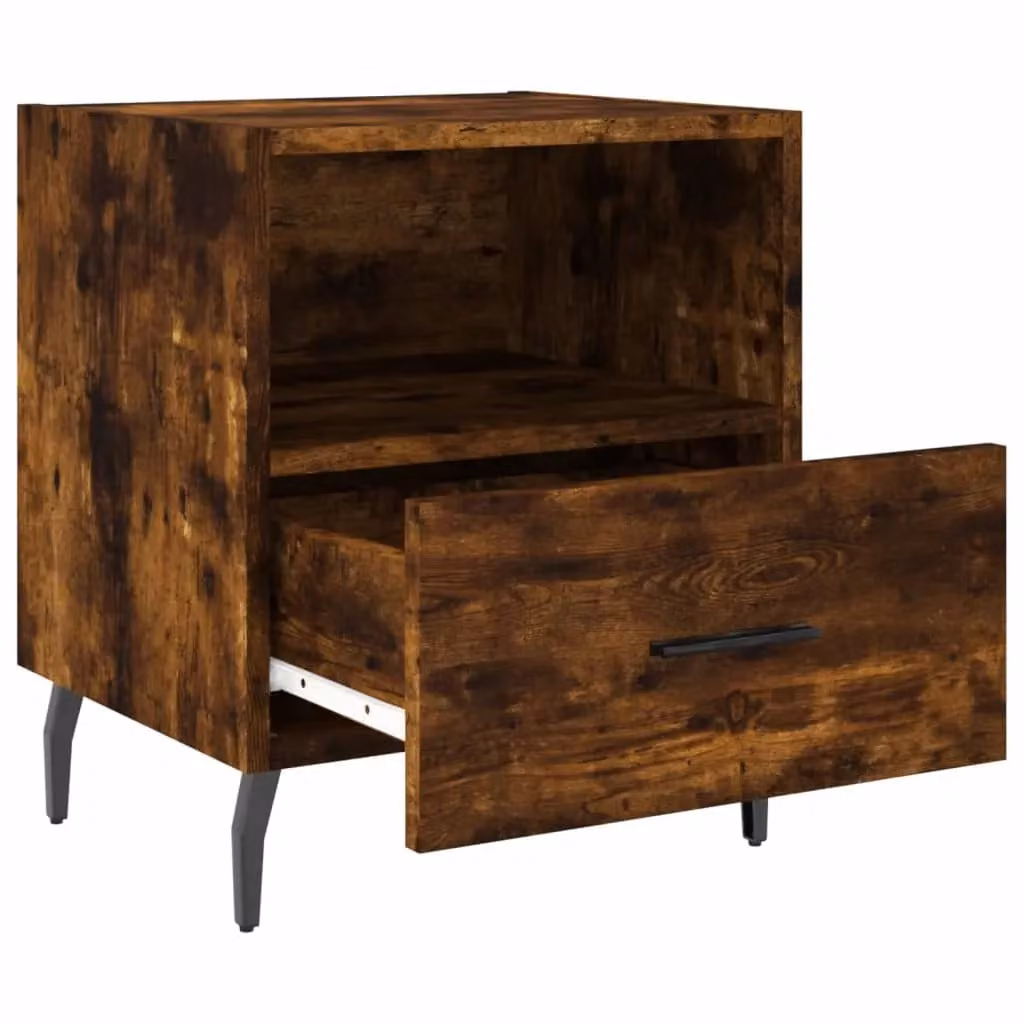 Berkfield Home Set of 2 Smoked Oak Bedside Cabinets in Brown, W/D/H: 40 x 35 x 47.5 cm – 3