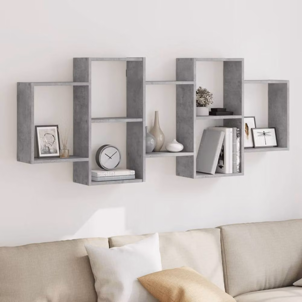 Berkfield Home Wall Mounted Modern Shelf in Concrete Grey, W/D/H: 159 x 18 x 65 cm – 2