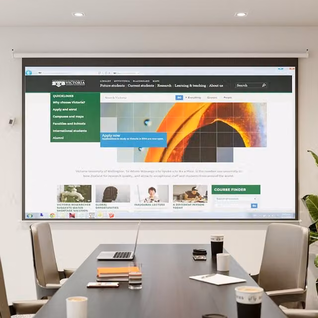 Livingandhome Electric Motorised Projector Screen, 16:9 Aspect Ratio, White, 266 cm
